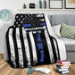 Police Officer Back The Blue Flannel Blanket For Cozy Bedroom Sofa Decor