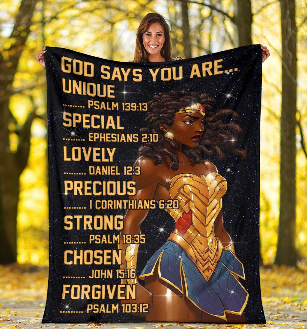 Black Girl God Says You Are African American Flannel Blanket For Cozy Bedroom Sofa Decor