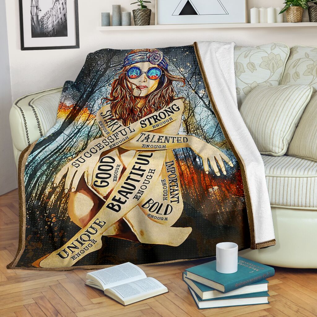 Hippie You Are Enough Flannel Blanket For Cozy Bedroom Sofa Decor