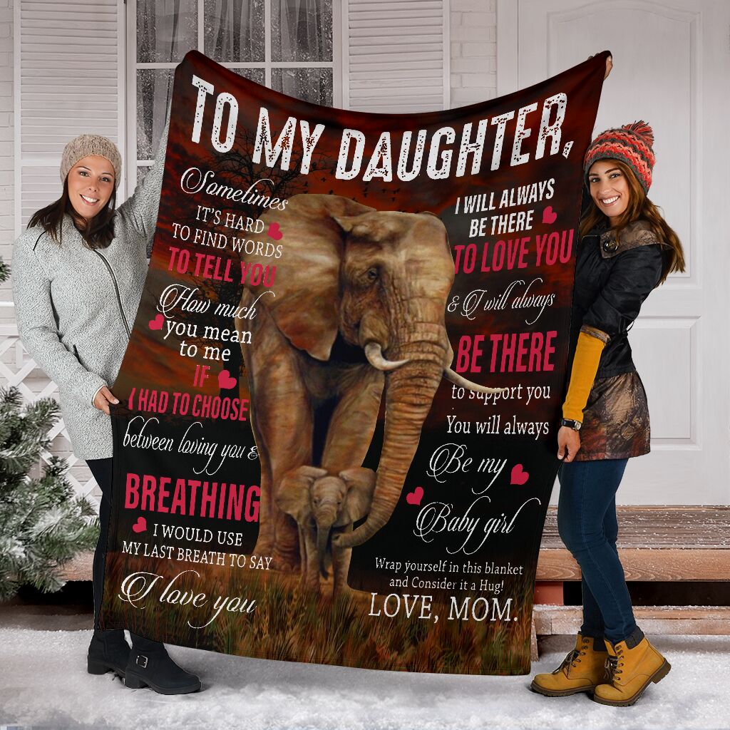 Elephant To My Daughter Breathing I Love You Flannel Blanket For Cozy Bedroom Sofa Decor