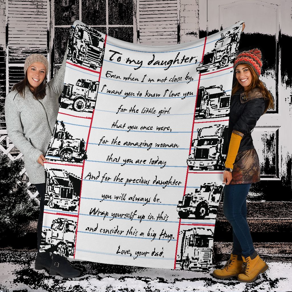 Truck To My Daughter Trucker Flannel Blanket For Cozy Bedroom Sofa Decor