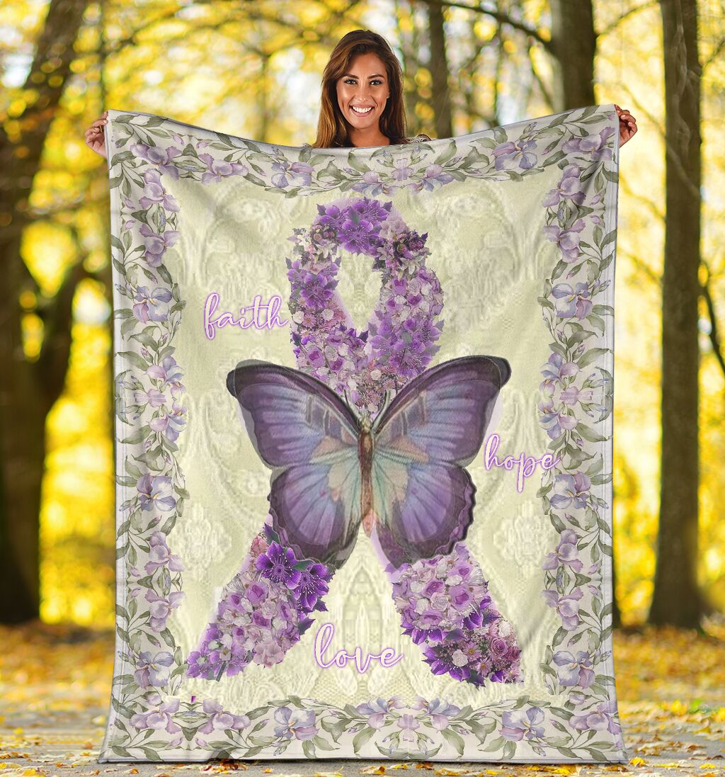 Fibromyalgia Awareness Faith Hope Love Flannel Blanket For Cozy Bedroom Sofa Decor