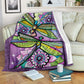 Dragonfly With Beautiful Flower Flannel Blanket For Cozy Bedroom Sofa Decor
