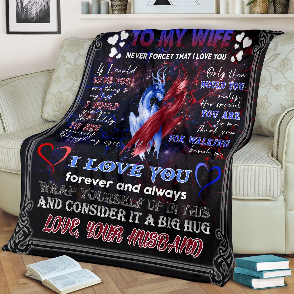 Dragon To My Wife Flannel Blanket For Cozy Bedroom Sofa Decor