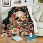 Skull Floral So Mysterious Flannel Blanket For Cozy Bedroom Sofa Decor