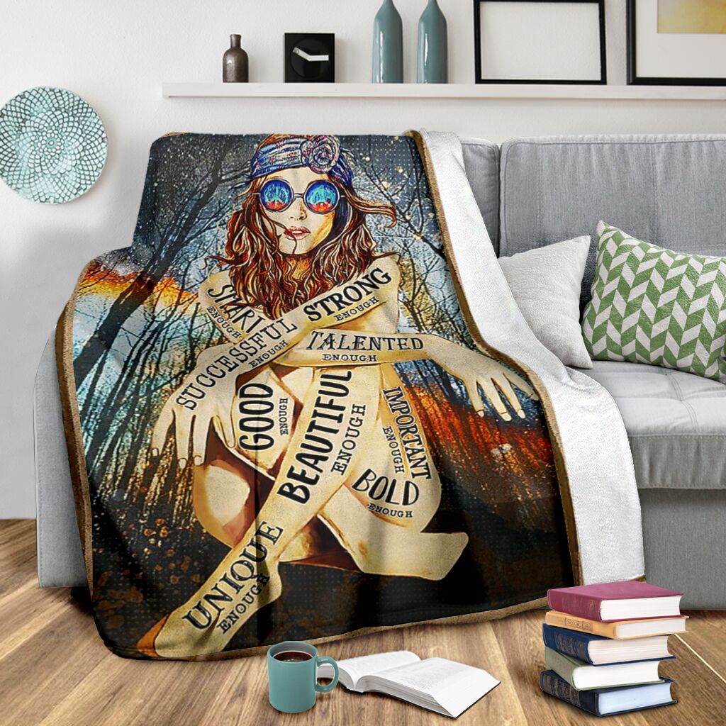 Hippie You Are Enough Flannel Blanket For Cozy Bedroom Sofa Decor
