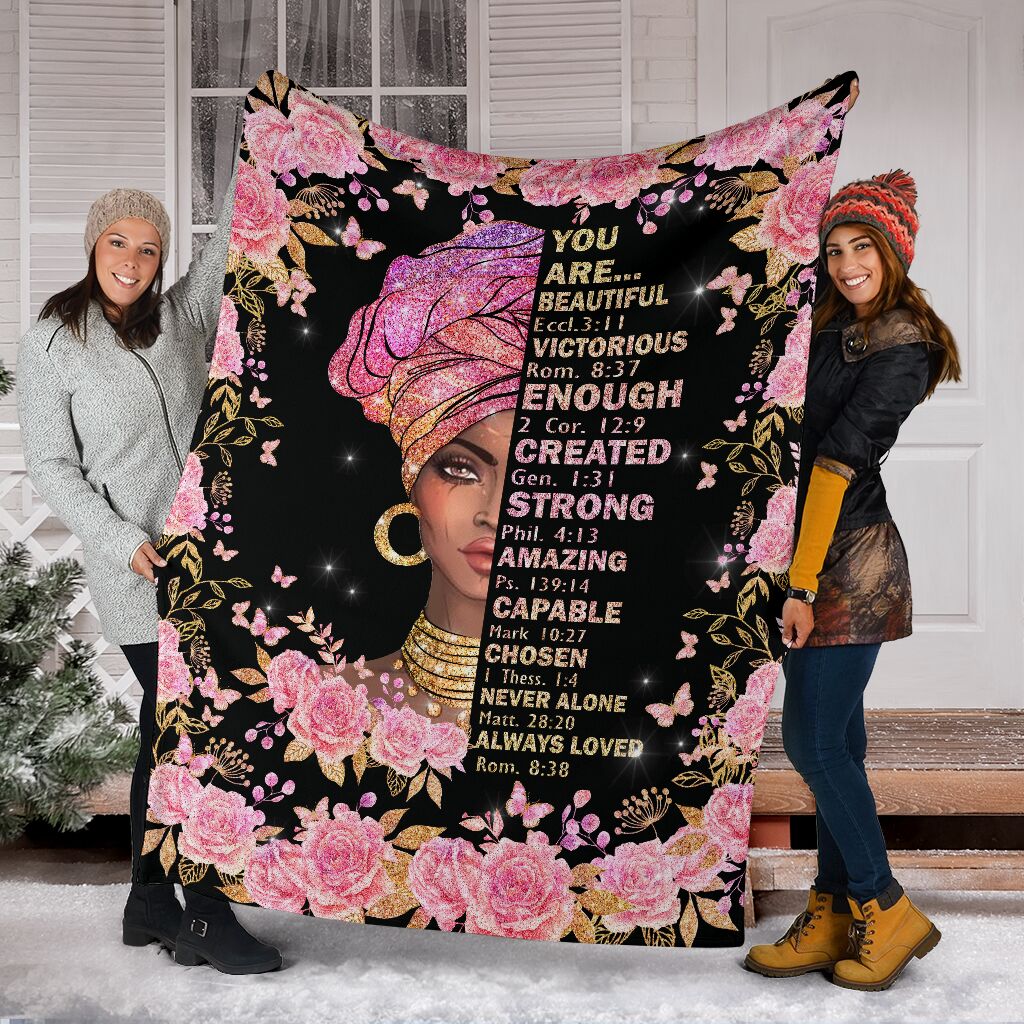 Black Woman God Says You Are African American Flannel Blanket For Cozy Bedroom Sofa Decor