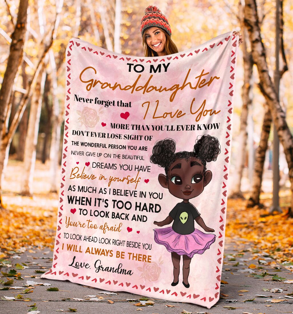 Black Girl To My Granddaughter African American Flannel Blanket For Cozy Bedroom Sofa Decor