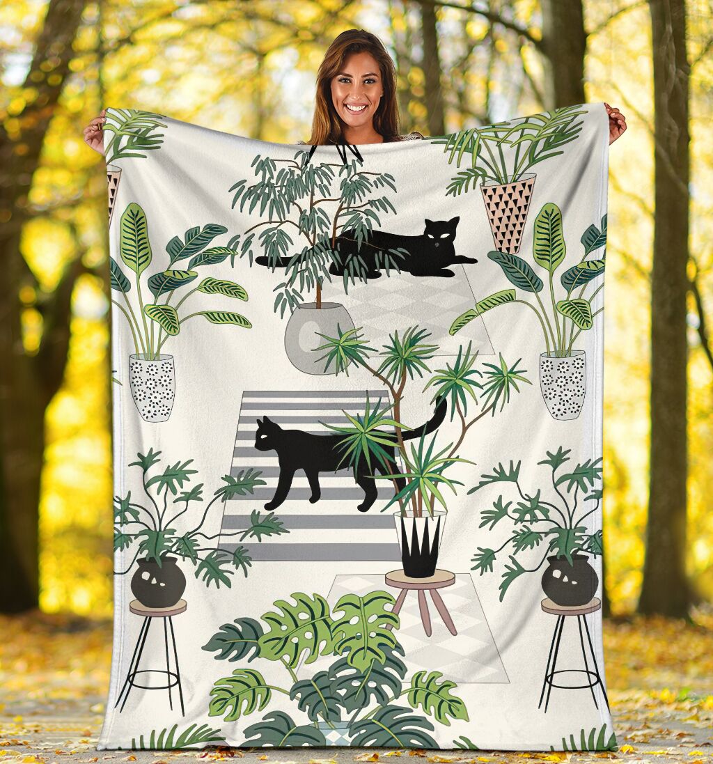 Cat Lovely Black Cats Flannel Blanket For Cozy Bedroom Sofa Decor