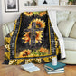 God Cross On Sunflower Christian Flannel Blanket For Cozy Bedroom Sofa Decor