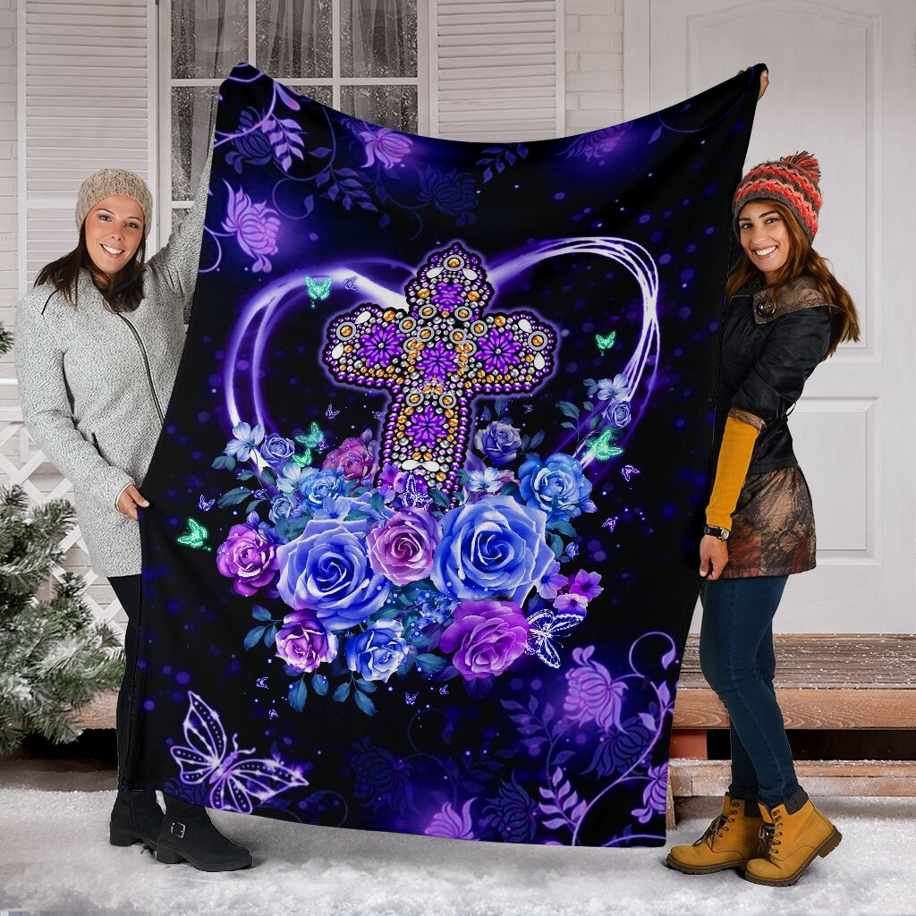 God Love God Christian Rose Flannel Blanket For Cozy Bedroom Sofa Decor