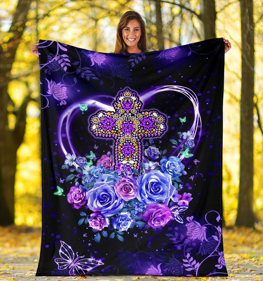 God Love God Christian Rose Flannel Blanket For Cozy Bedroom Sofa Decor