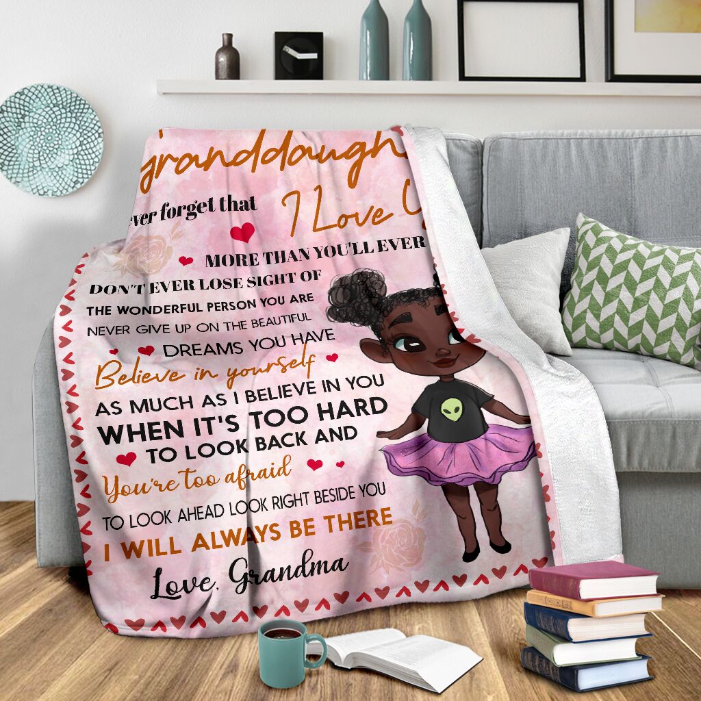 Black Girl To My Granddaughter African Flannel Blanket For Cozy Bedroom Sofa Decor