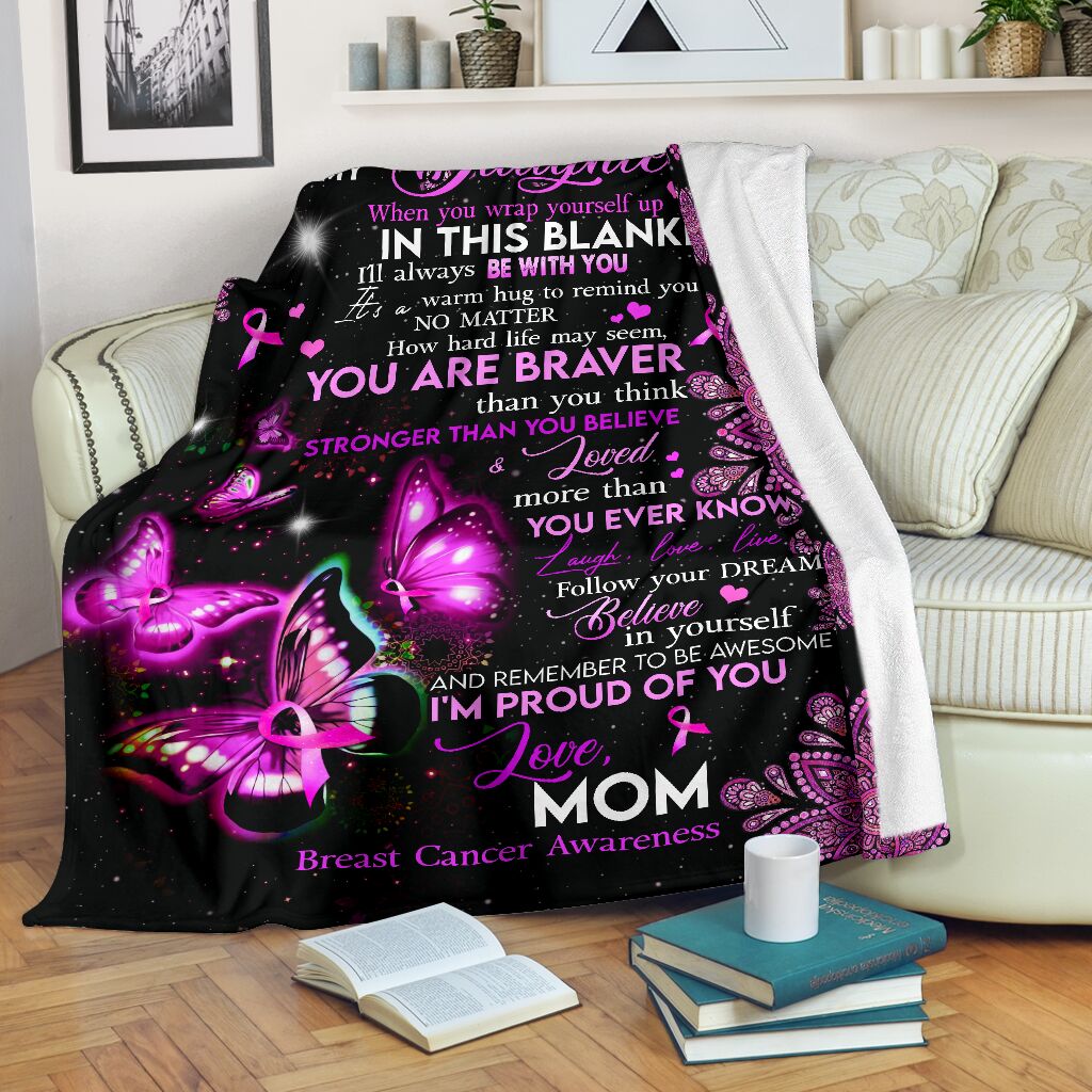 Breast Cancer To My Daughter Breast Cancer Awareness Flannel Blanket For Cozy Bedroom Sofa Decor