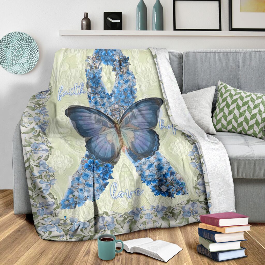 Diabetes Awareness Butterfly Flannel Blanket For Cozy Bedroom Sofa Decor