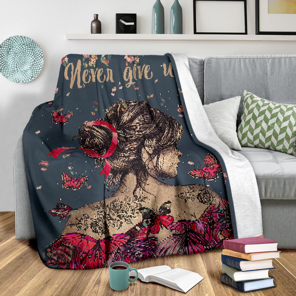 Breast Cancer Awareness Butterfly Flannel Blanket For Cozy Bedroom Sofa Decor