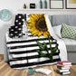 Sunflower American Flag Flannel Blanket For Cozy Bedroom Sofa Decor