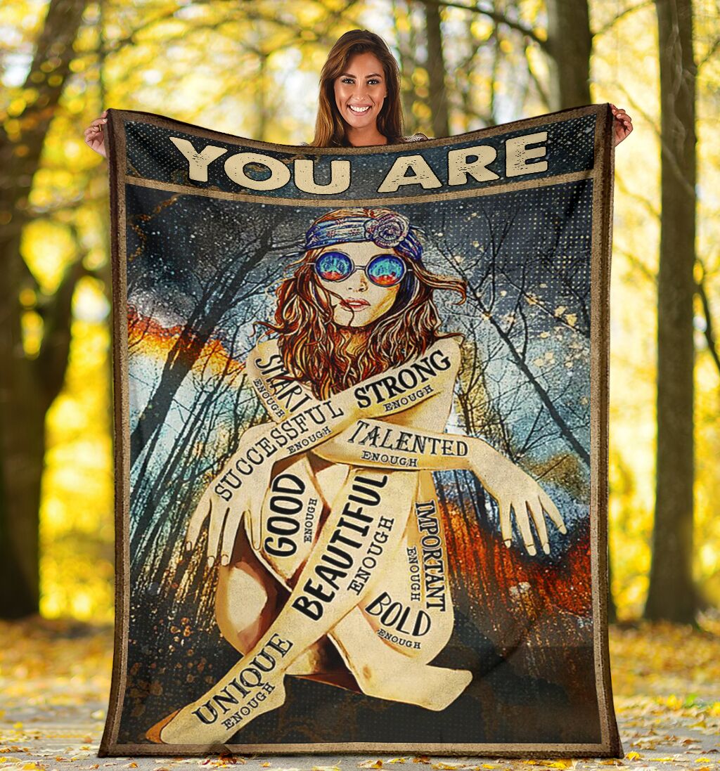 Hippie You Are Enough Flannel Blanket For Cozy Bedroom Sofa Decor