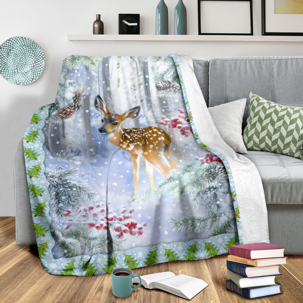 Hunting Deer Christmas Flannel Blanket For Cozy Bedroom Sofa Decor