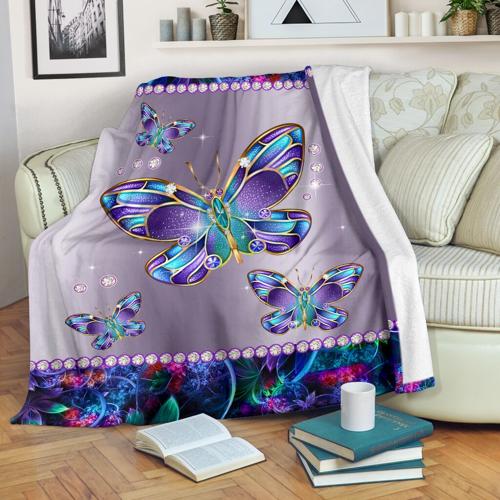 Butterfly Metal Pattern Flannel Blanket For Cozy Bedroom Sofa Decor