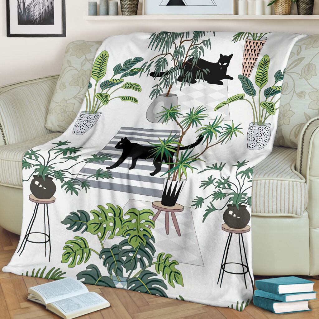 Cat Lovely Black Cats Flannel Blanket For Cozy Bedroom Sofa Decor