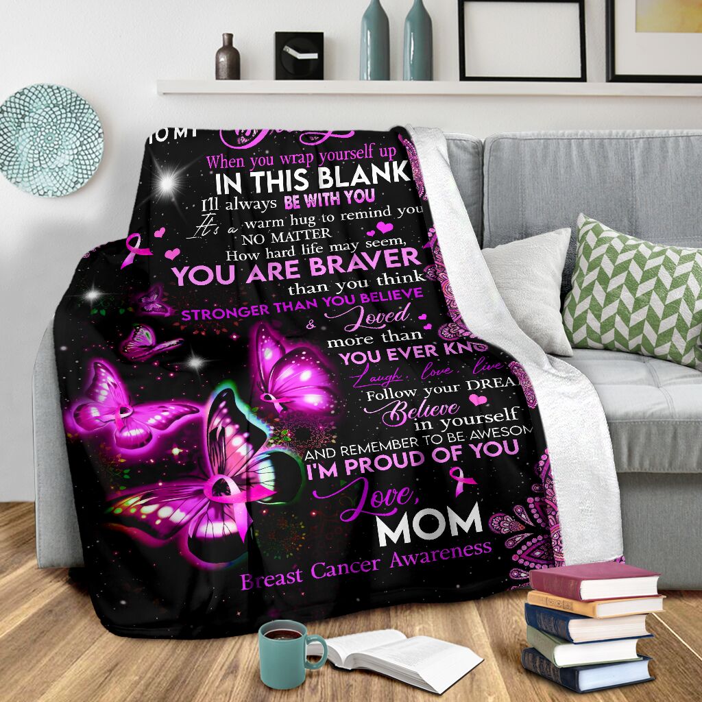 Breast Cancer To My Daughter Breast Cancer Awareness Flannel Blanket For Cozy Bedroom Sofa Decor