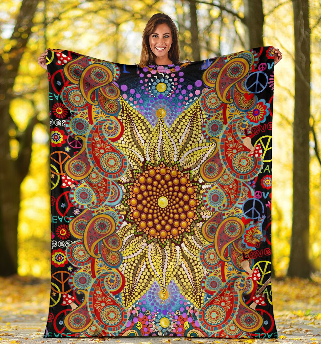 Hippie Soul Floral Beautiful Flannel Blanket For Cozy Bedroom Sofa Decor