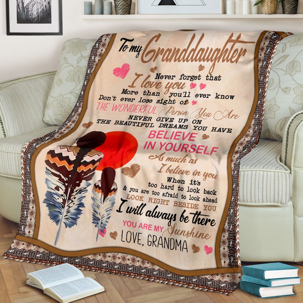 Native To My Granddaughter Native American Flannel Blanket For Cozy Bedroom Sofa Decor