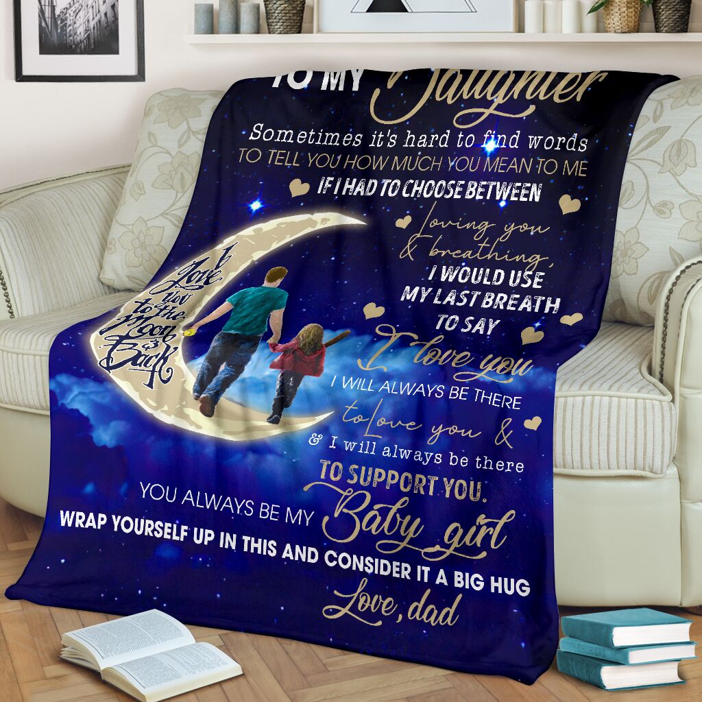 Family Dad To My Daughter Flannel Blanket For Cozy Bedroom Sofa Decor