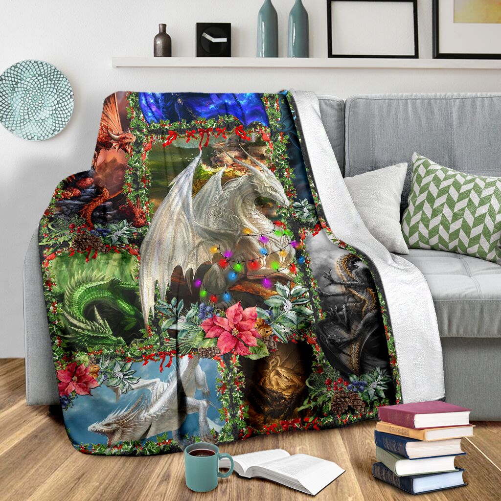 Dragon Christmas Love Flannel Blanket For Cozy Bedroom Sofa Decor