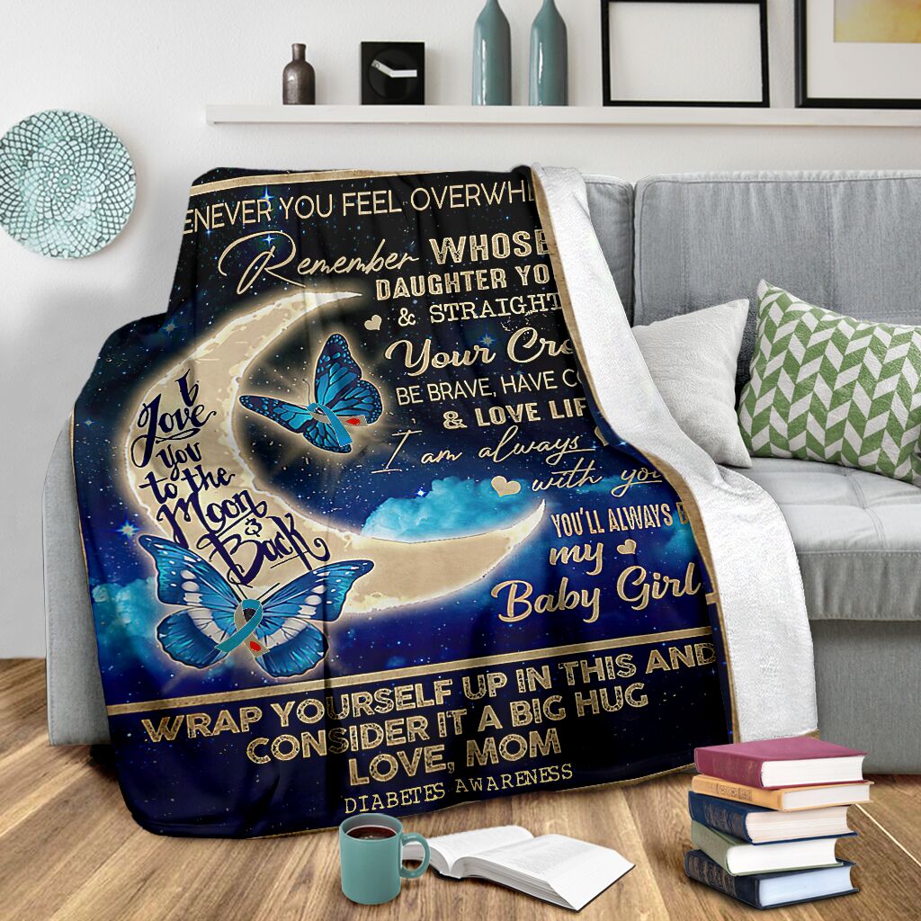 Diabetes Awareness Daughter Butterfly Flannel Blanket For Cozy Bedroom Sofa Decor