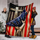 Jesus American Flag Christian Flannel Blanket For Cozy Bedroom Sofa Decor