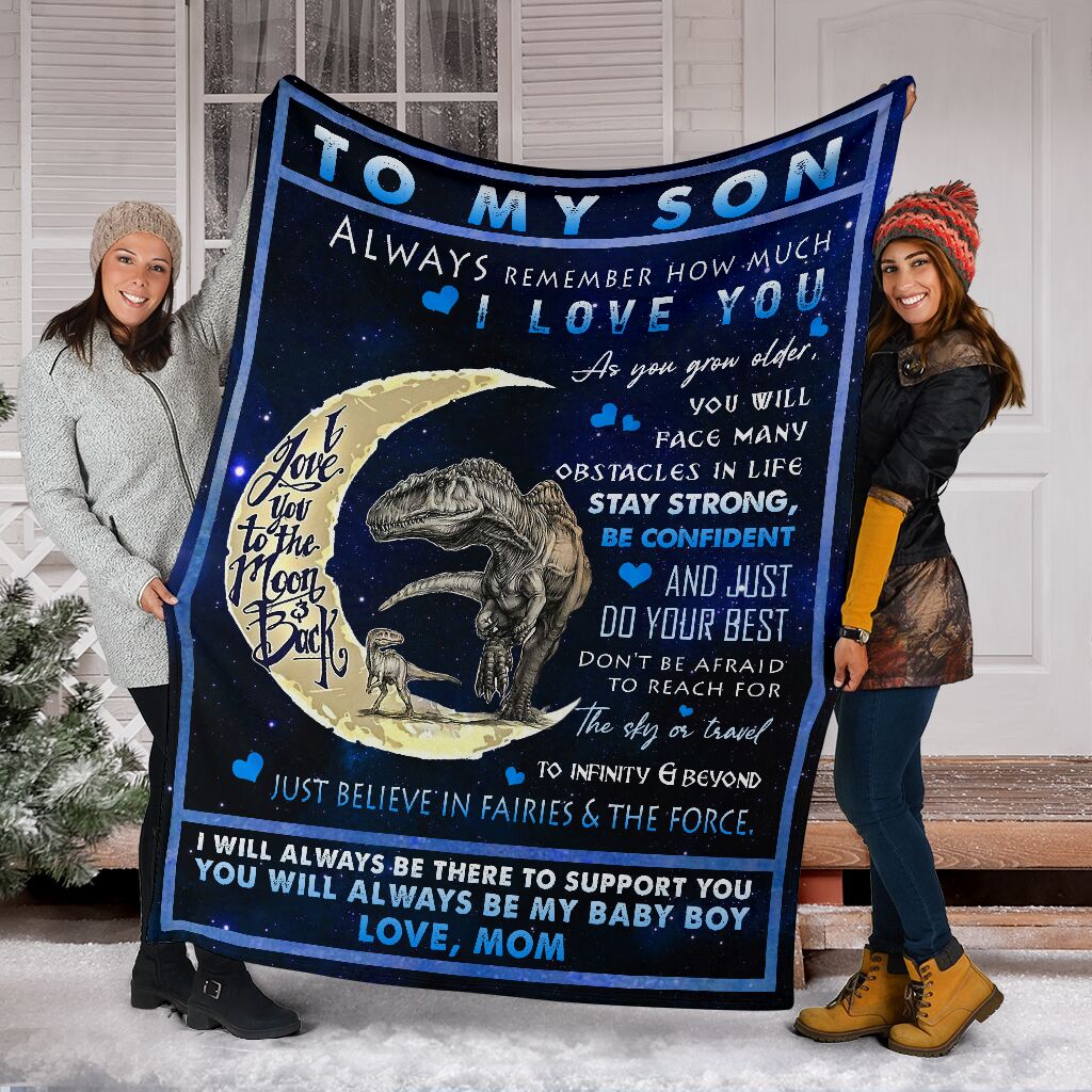 Dinosaur To My Son I Love You Flannel Blanket For Cozy Bedroom Sofa Decor