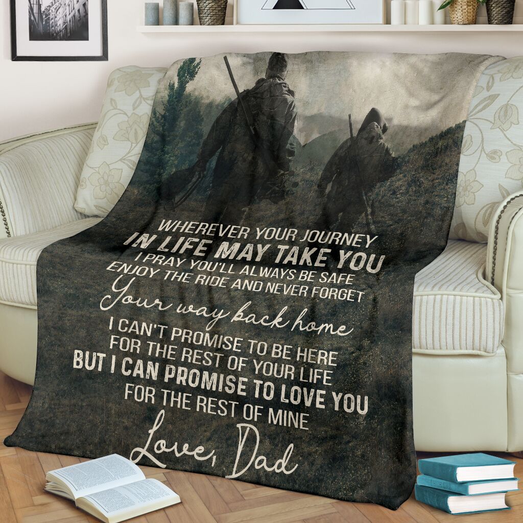 Hunting To My Son Hunting Black And White Flannel Blanket For Cozy Bedroom Sofa Decor
