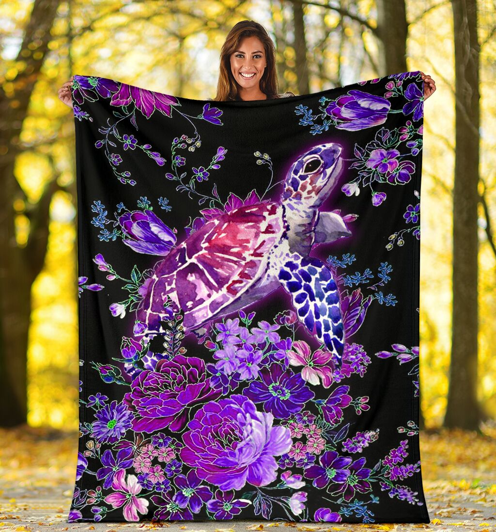 Turtle Purple Turtle Flannel Blanket For Cozy Bedroom Sofa Decor