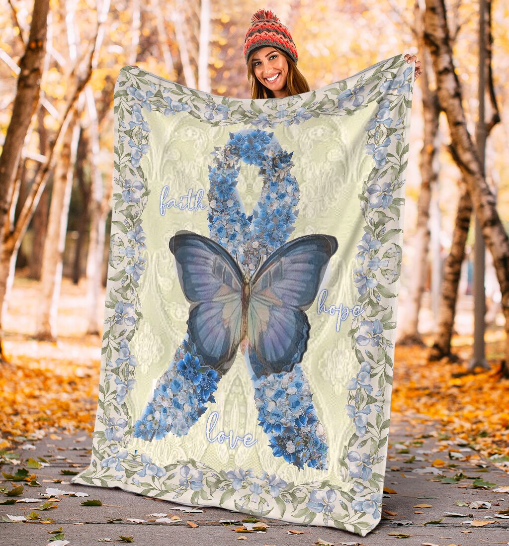 Diabetes Awareness Butterfly Flannel Blanket For Cozy Bedroom Sofa Decor