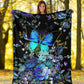 Butterfly With Blue Flowers Flannel Blanket For Cozy Bedroom Sofa Decor