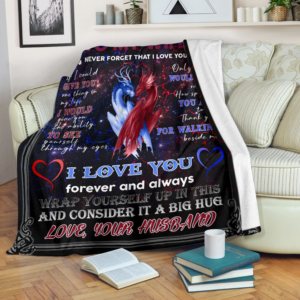 Dragon To My Wife Flannel Blanket For Cozy Bedroom Sofa Decor