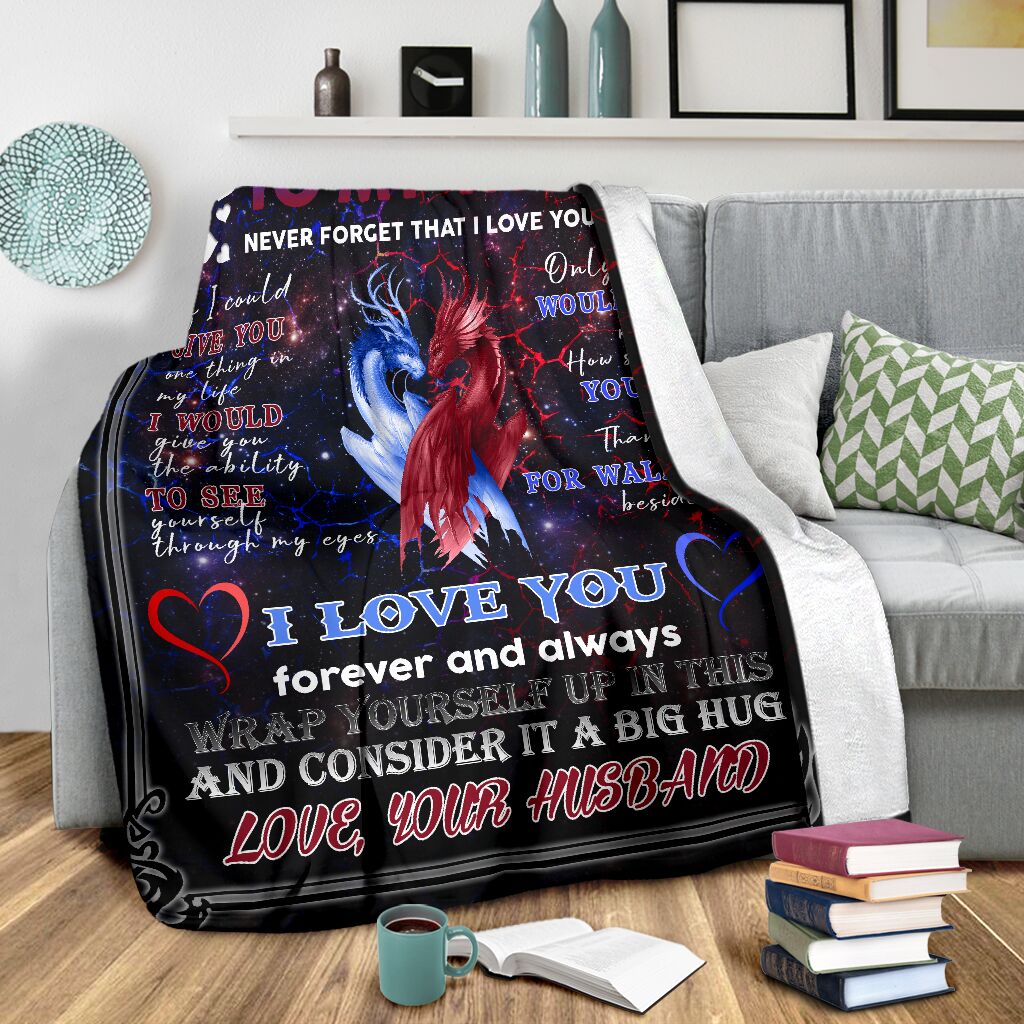 Dragon To My Wife Flannel Blanket For Cozy Bedroom Sofa Decor