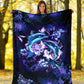 Dolphin And Blue Flowers Flannel Blanket For Cozy Bedroom Sofa Decor