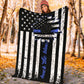 Police Officer Back The Blue Flannel Blanket For Cozy Bedroom Sofa Decor