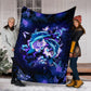 Dolphin And Blue Flowers Flannel Blanket For Cozy Bedroom Sofa Decor