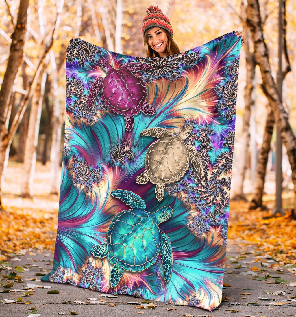 Turtle Magic Flannel Blanket For Cozy Bedroom Sofa Decor