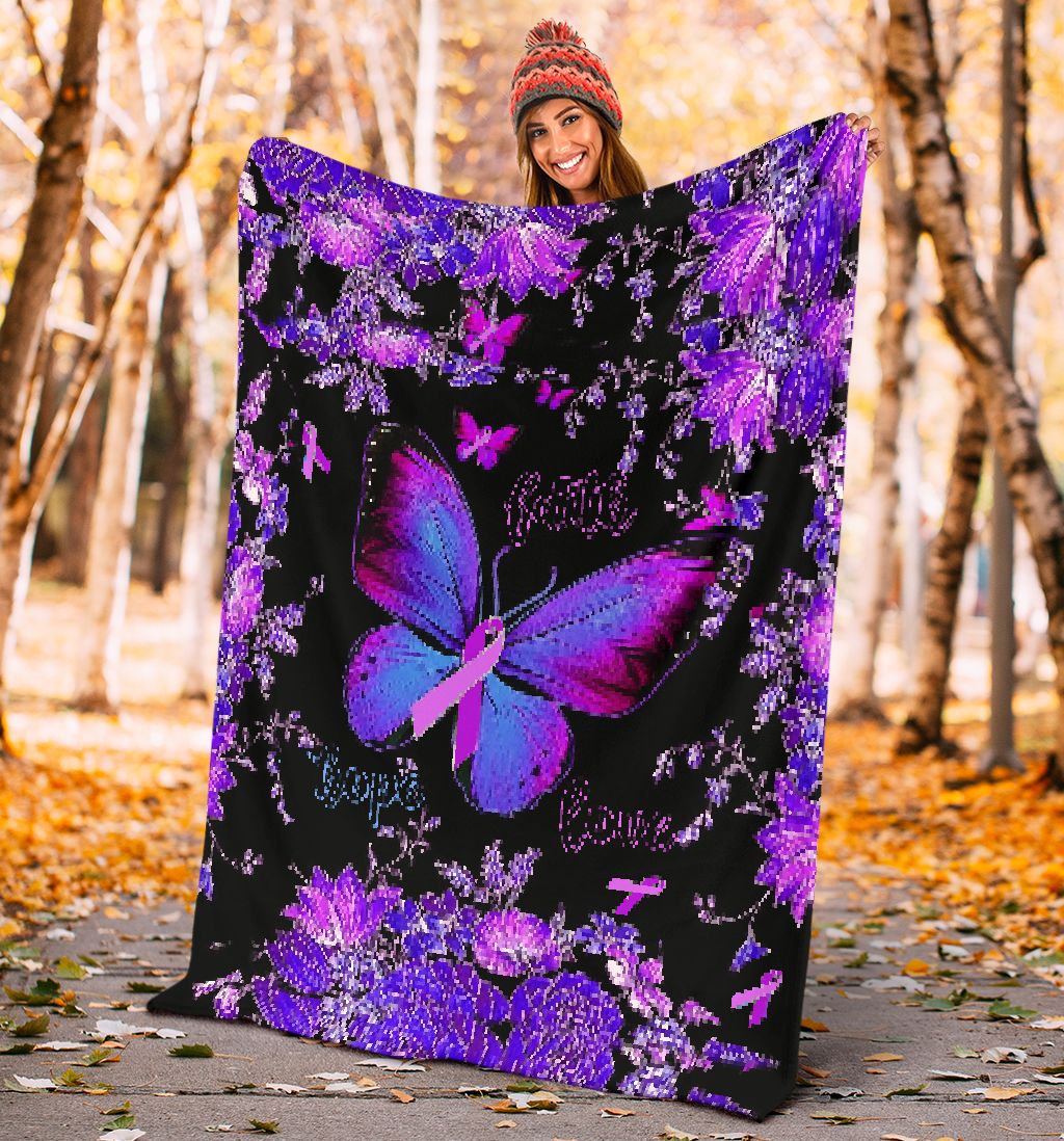Breast Cancer Awareness Butterfly Flannel Blanket For Cozy Bedroom Sofa Decor