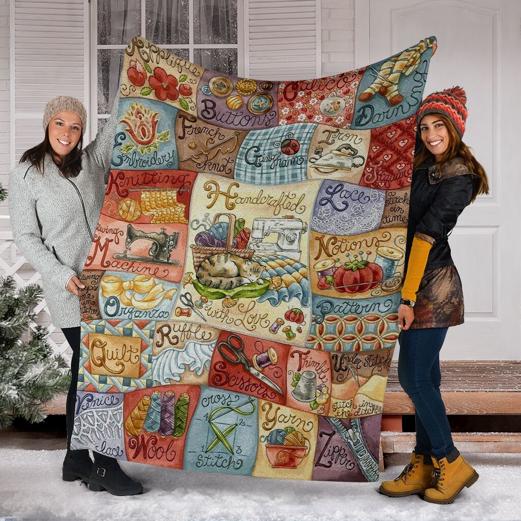 Sewing Handcrafted With Love Flannel Blanket For Cozy Bedroom Sofa Decor
