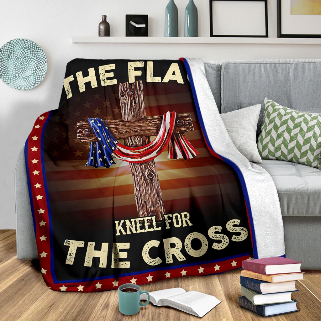 God Stand For The Flag American Flag Christian Flannel Blanket For Cozy Bedroom Sofa Decor
