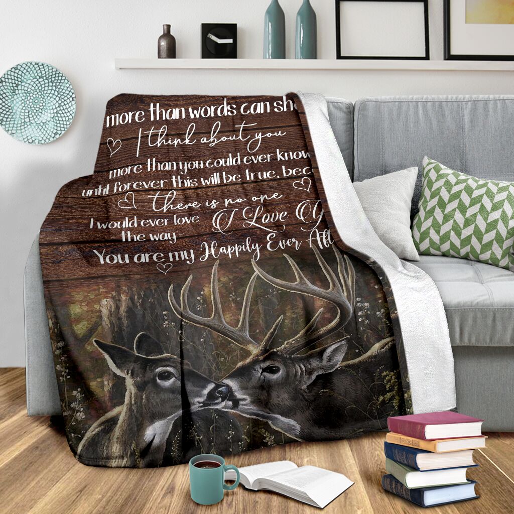 Hunting Deer Couple Love Gift Flannel Blanket For Cozy Bedroom Sofa Decor