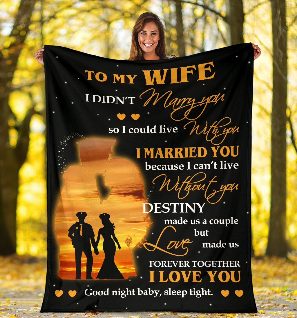 Police To My Husband Fathers Day Officer Flannel Blanket For Cozy Bedroom Sofa Decor