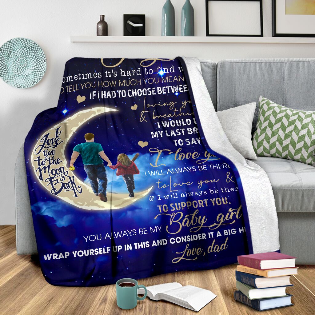 Family Dad To My Daughter Flannel Blanket For Cozy Bedroom Sofa Decor