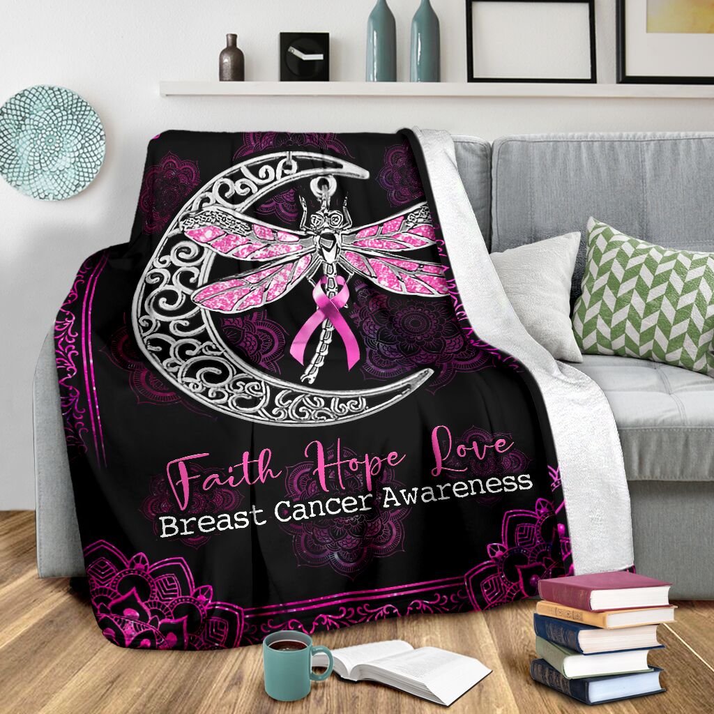 Breast Cancer Awareness Butterfly Flannel Blanket For Cozy Bedroom Sofa Decor